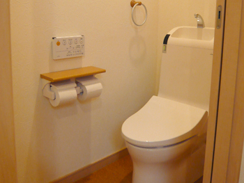 和式型のトイレから立ち座りしやすい洋式トイレにしました。戸も片引き戸に変更してお年寄りにも使いやすくなりました。